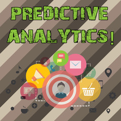 Writing note showing Predictive Analytics. Business photo showcasing Method to forecast Perforanalysisce Statistical Analysis