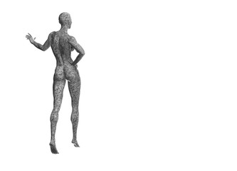 Fototapeta na wymiar tall healthy fit sports girl made of marble isolated on a white background. 3d rendered medical illustration with copyspace for your text. Obesity and sports healthy lifestyle problems.