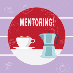 Writing note showing Mentoring. Business photo showcasing To give advice or support to a younger less experienced demonstrating