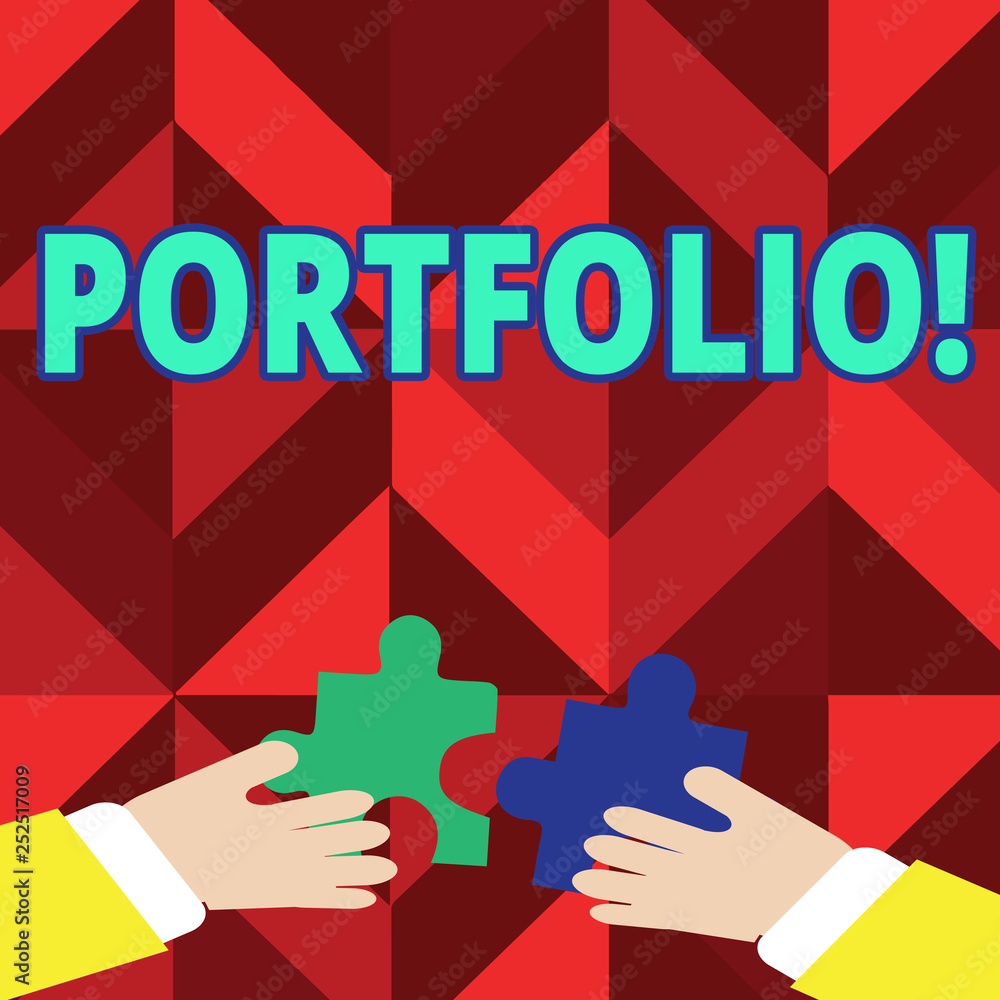Poster text sign showing portfolio. conceptual photo examples of work used to apply for a job combination o