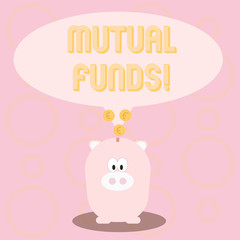 Text sign showing Mutual Funds. Conceptual photo Investment Strategy to purchase shares with other investors
