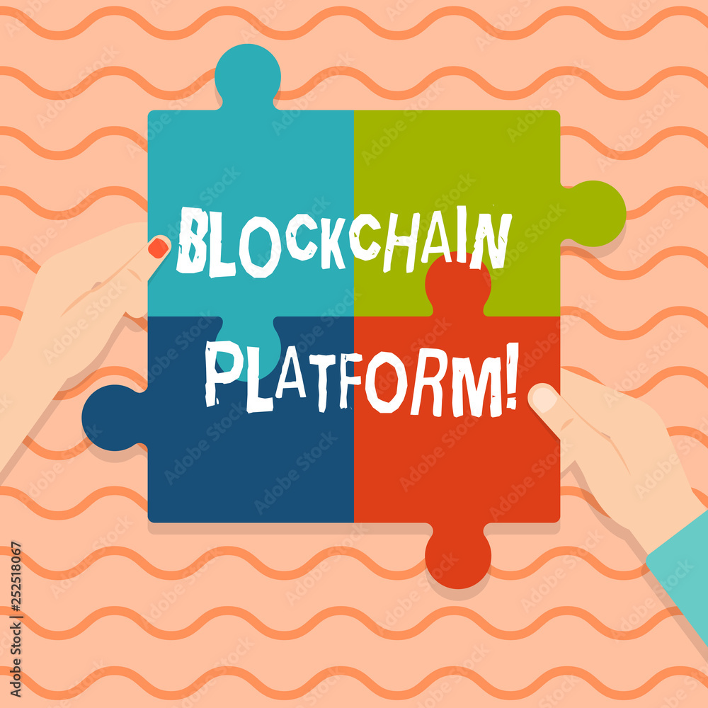 Poster conceptual hand writing showing blockchain platform. business photo showcasing cryptocurrency digita
