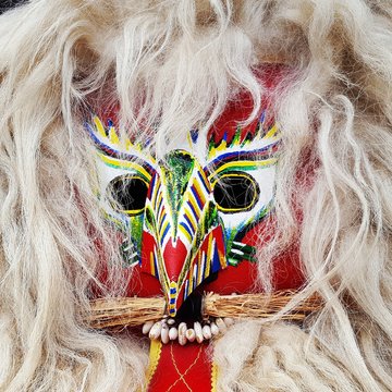 Closeup of the traditional Kurent mask, Slovenia