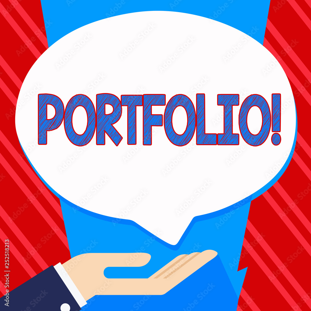 Poster conceptual hand writing showing portfolio. business photo text examples of work used to apply for a 