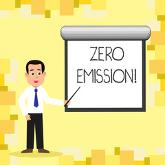 Word writing text Zero Emission. Business concept for Engine Motor Energy Source that emits no waste products