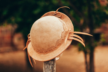 Typical leather hat used by cowboys in northeastern Brazil