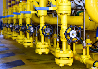 Valves manual in the production process. Production process used manual valve to control the...