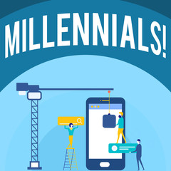 Handwriting text writing Millennials. Concept meaning Generation Y Born from 1980s to 2000s