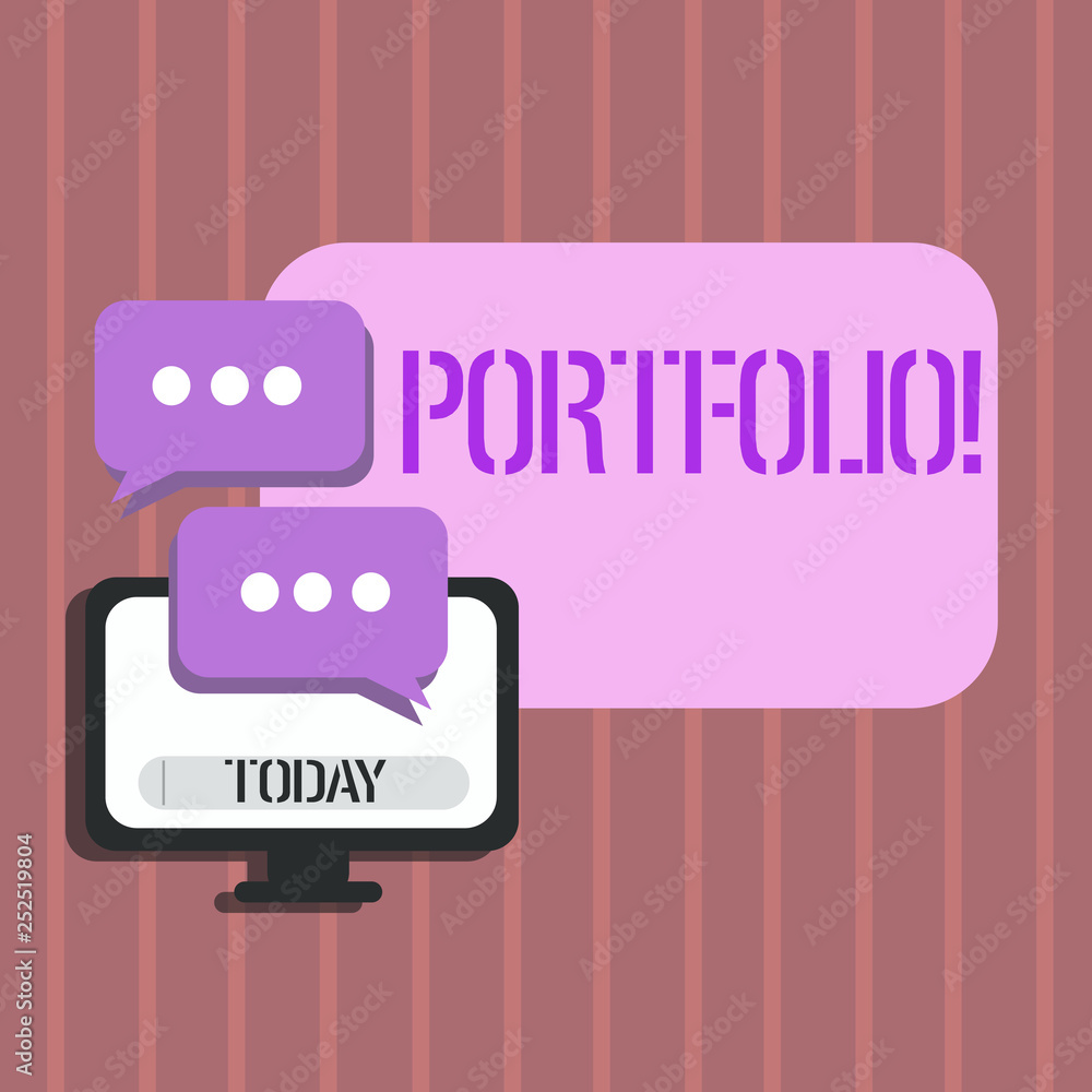 Poster word writing text portfolio. business concept for examples of work used to apply for a job combinati