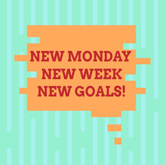 Word writing text New Monday New Week New Goals. Business concept for next week resolutions To do list Goals Targets Blank Color Speech Bubble in Puzzle Piece Shape photo for Presentation Ads