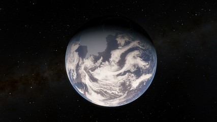 Naklejka na ściany i meble Planet Earth from space 3D illustration orbital view, our planet from the orbit, world, ocean, atmosphere, land, clouds, globe (Elements of this image furnished by NASA)