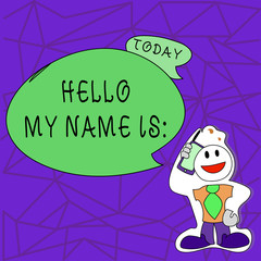 Text sign showing Hello My Name Is. Conceptual photo meeting someone new Introduction Interview Presentation