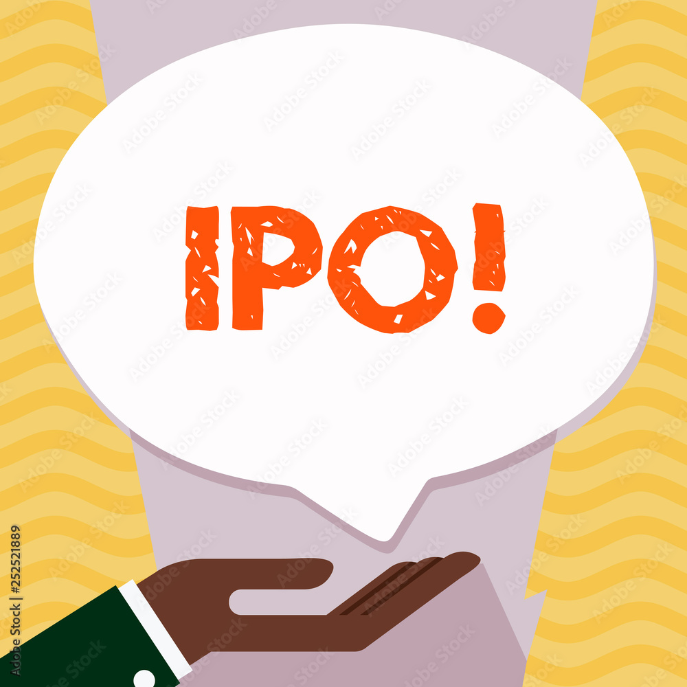 Aufkleber writing note showing ipo. business photo showcasing initial public offering first time stock of comp