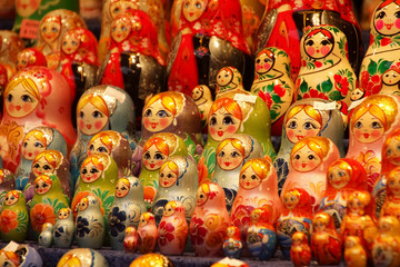 Matryoshka nesting dolls at the Christmas market
