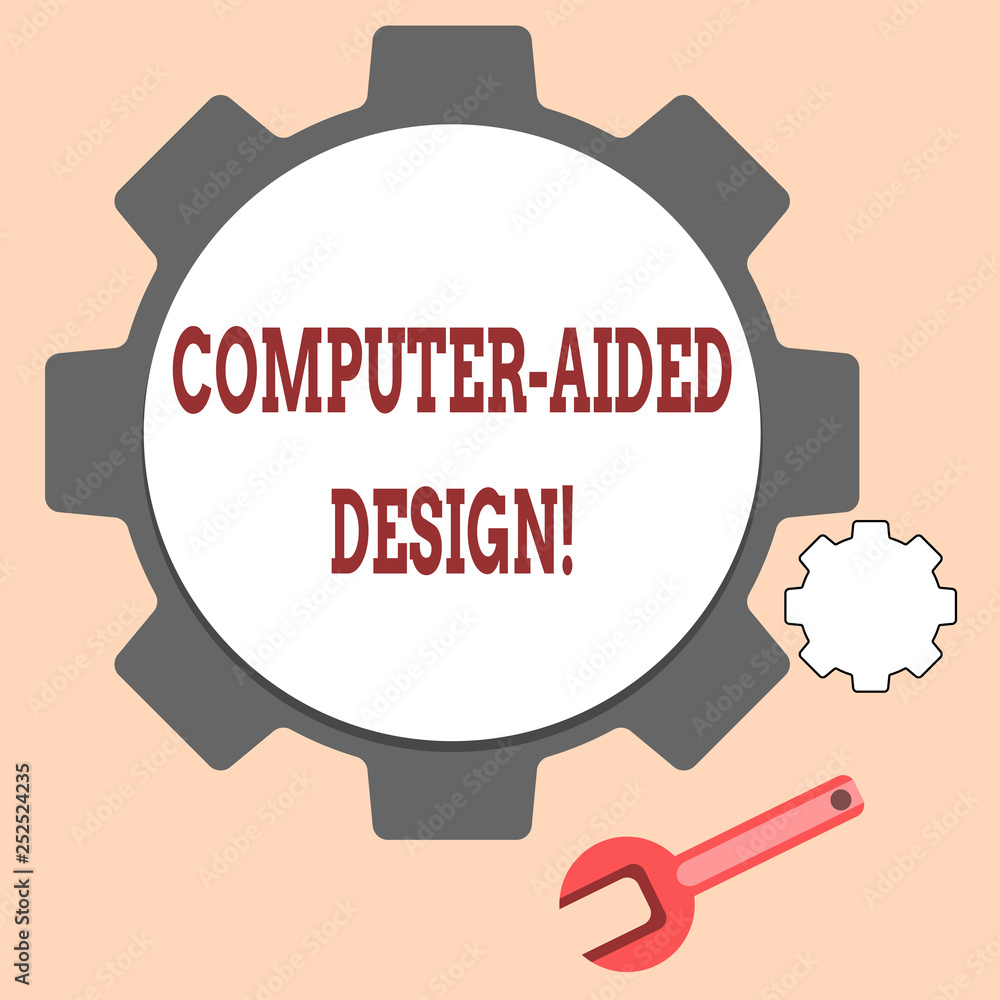 Poster handwriting text writing computer aided design. concept meaning cad industrial designing by using el