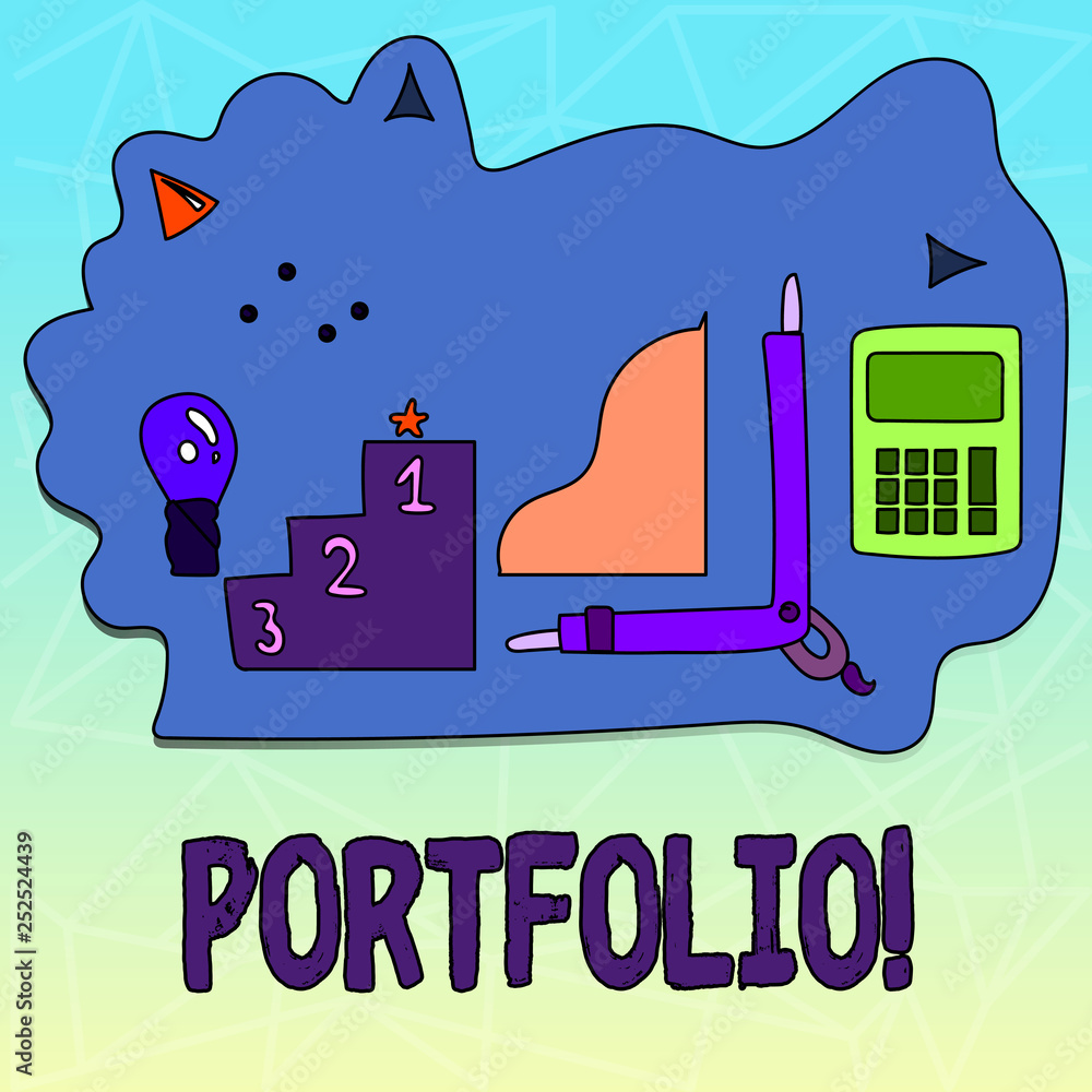 Poster text sign showing portfolio. conceptual photo examples of work used to apply for a job combination o