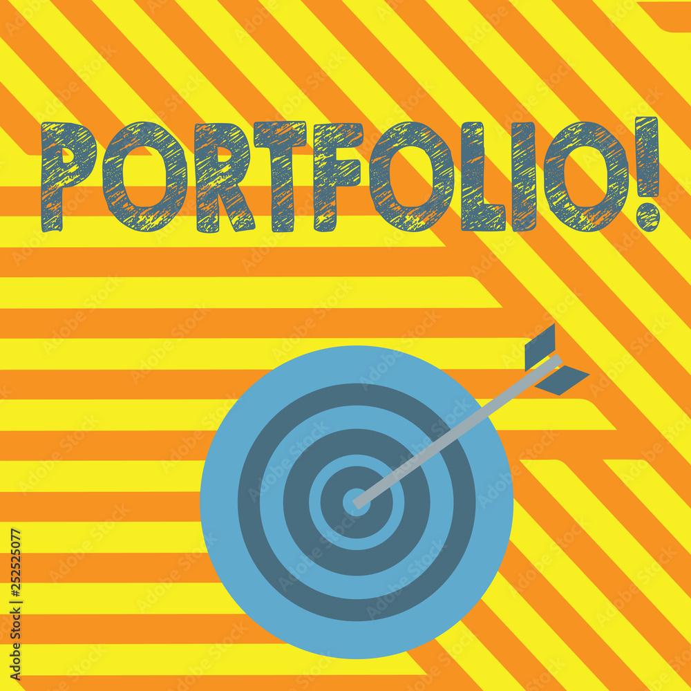 Poster handwriting text writing portfolio. concept meaning examples of work used to apply for a job combina