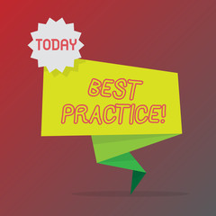 Conceptual hand writing showing Best Practice. Business photo text Better Strategies Quality Solutions Successful Methods