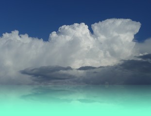 Cielo nuvoloso con raggi di sole riflesso in acqua © Franxuc