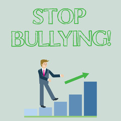 Conceptual hand writing showing Stop Bullying. Business photo showcasing Do not continue Abuse Harassment Aggression Assault Scaring