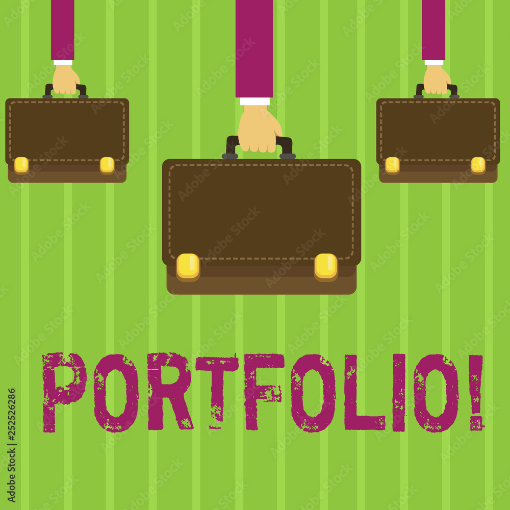 Poster word writing text portfolio. business concept for examples of work used to apply for a job combinati