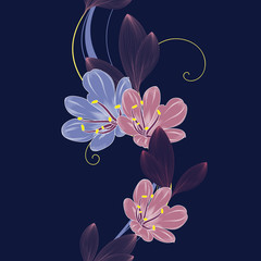 Seamless hand drawn floral pattern with clivia flowers. Vector illustration.