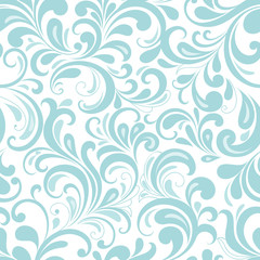 Seamless turquoise abstract floral background.
