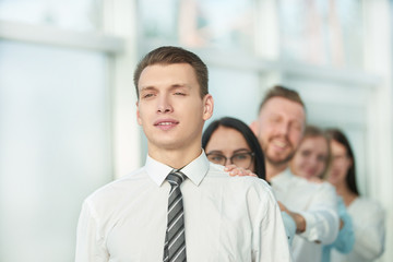 close up. successful business team standing in a row