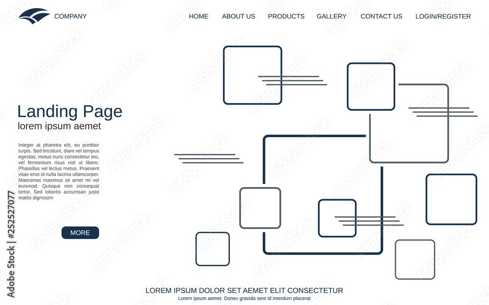 Aufkleber website landing page vector template. minimalistic design background for webpage, banner and applica