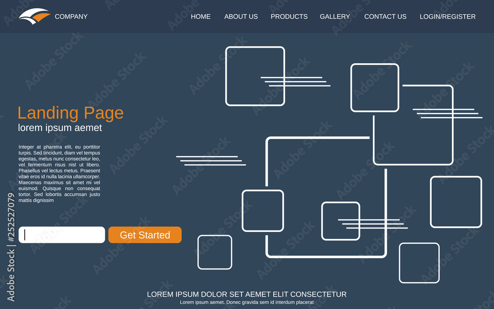 Poster website landing page vector template. minimalistic design background for webpage, banner and applica