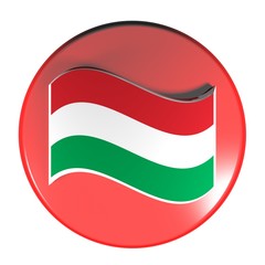 Red circle push button flag of Hungary - 3D rendering illustration
