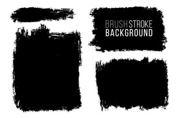 Vector set of big hand drawn brush strokes, stains for backdrops. Monochrome design elements set. One color monochrome artistic hand drawn backgrounds rectangular shapes.