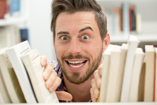 Young man at the book store