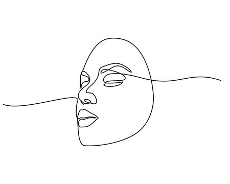 recommend clip art: Continuous line drawing of Portrait of a Beautiful Woman's face. The Concept of Skin Beauty Care for young female models. Fashion beauty model with a white background. Vector
