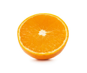 Half of ripe orange isolated on white