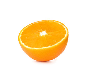 Half of ripe orange isolated on white