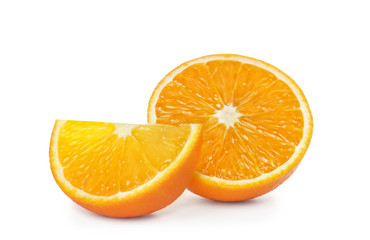 Cut orange isolated on white. Citrus fruit