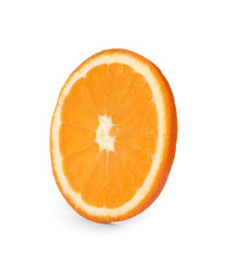 Slice of ripe orange isolated on white