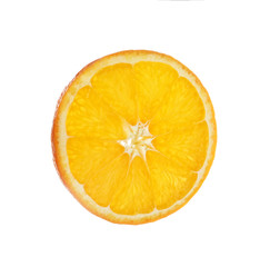 Slice of ripe orange isolated on white