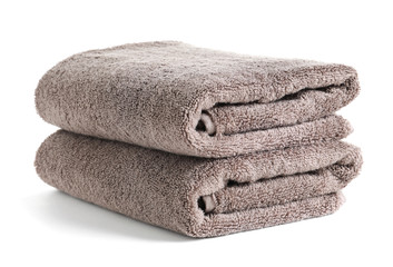 Fresh soft folded towels isolated on white