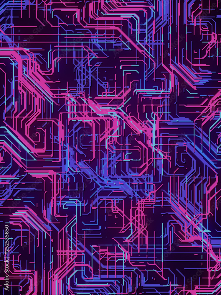 Fototapete digital colored lines abstract background. modern covers design with geometric pattern. 3d rendering