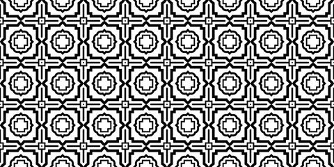 Vector Illustration. Pattern With Traditional Geometric Ornament, Decorative Border. Design For Print Fabric. Paper For Scrapbook. Black white color