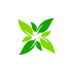 Modern Green Leaf Eco Icon Template Logo