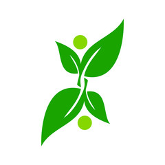 Modern Green Leaf Eco Icon Template Logo