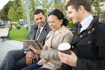 Business colleagues meeting outdoors