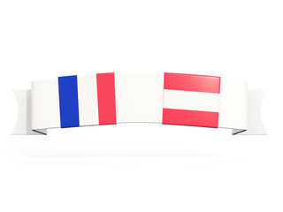Banner with two square flags of France and austria