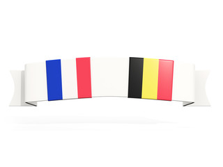 Banner with two square flags of France and belgium