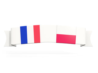 Banner with two square flags of France and poland