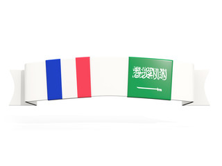 Banner with two square flags of France and saudi arabia