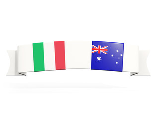 Banner with two square flags of Italy and australia